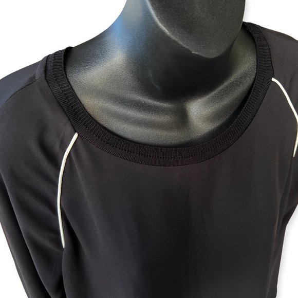 🌸4/$20🌸 Black Raglan Tuxedo Look Crewneck Blouse - Picture 4 of 9